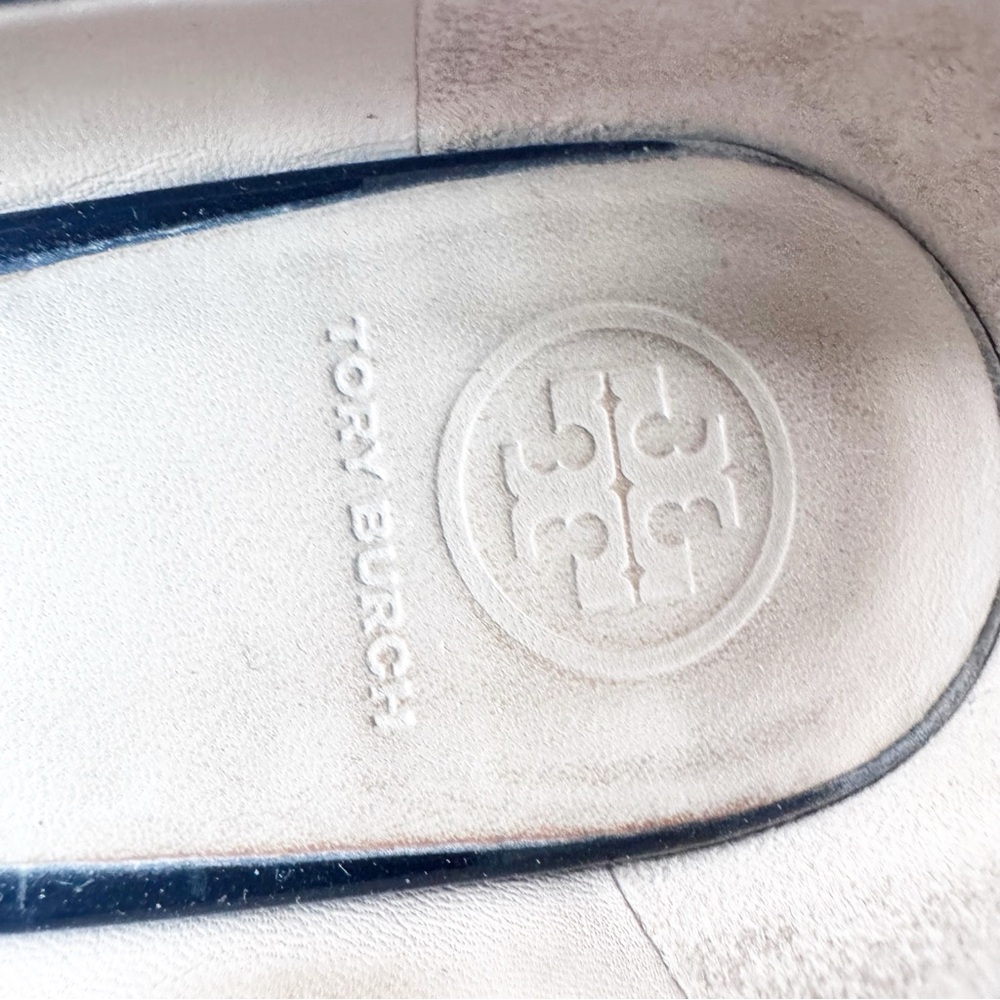 Tory Burch Black Patent Leather Heels with Gold Accents - Picture 14 of 14